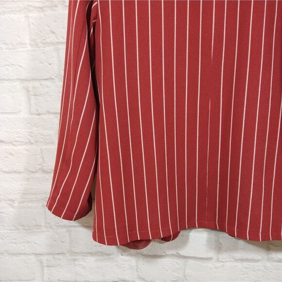 Aware by Vero Moda Mauve Orange Pink Striped Open Front Cardigan Blazer Size M - Picture 7 of 9